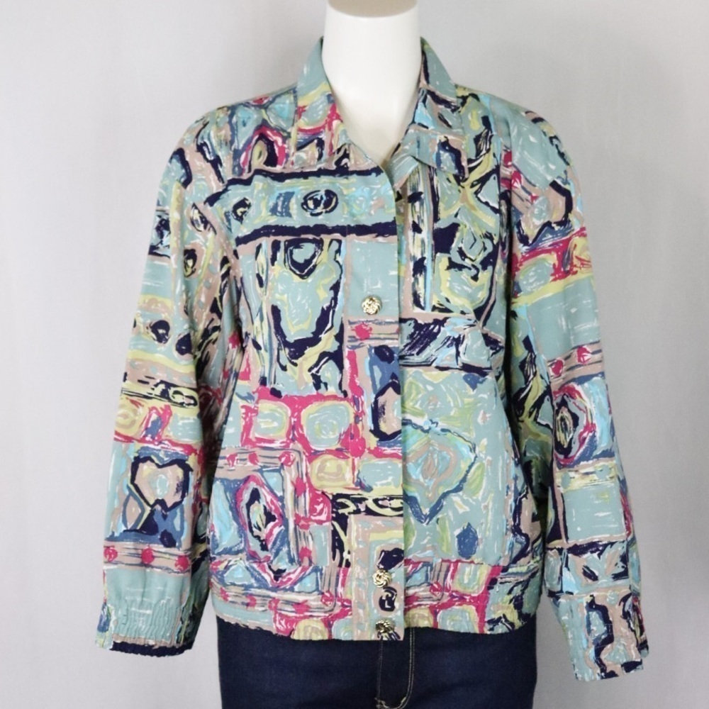 VINTAGE Made in Germany Abstract Jacket Blouse - Picture 12 of 16